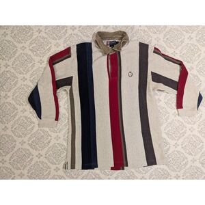 VTG 90s Polo Ralph Lauren Chaps Rugby Colorblock Mens L Shirt Corduroy Collar